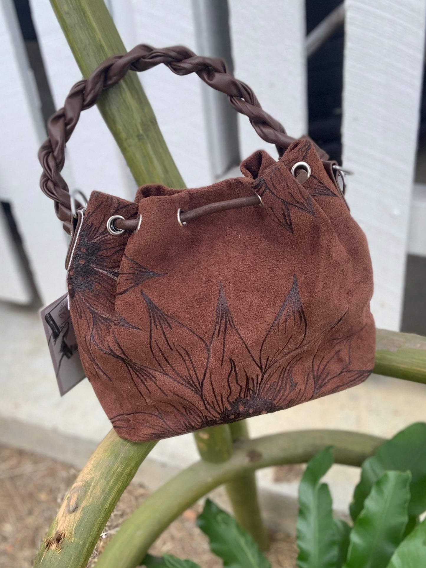 Sunflower Field Suede Bucket Bag