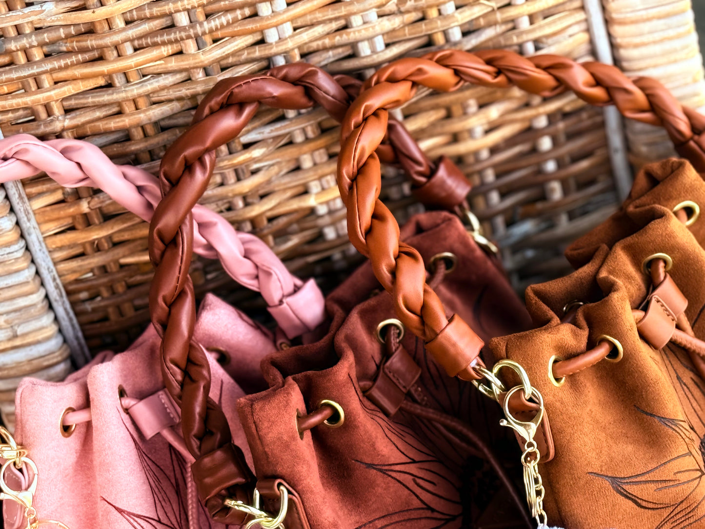 Sunflower Field Suede Bucket Bag