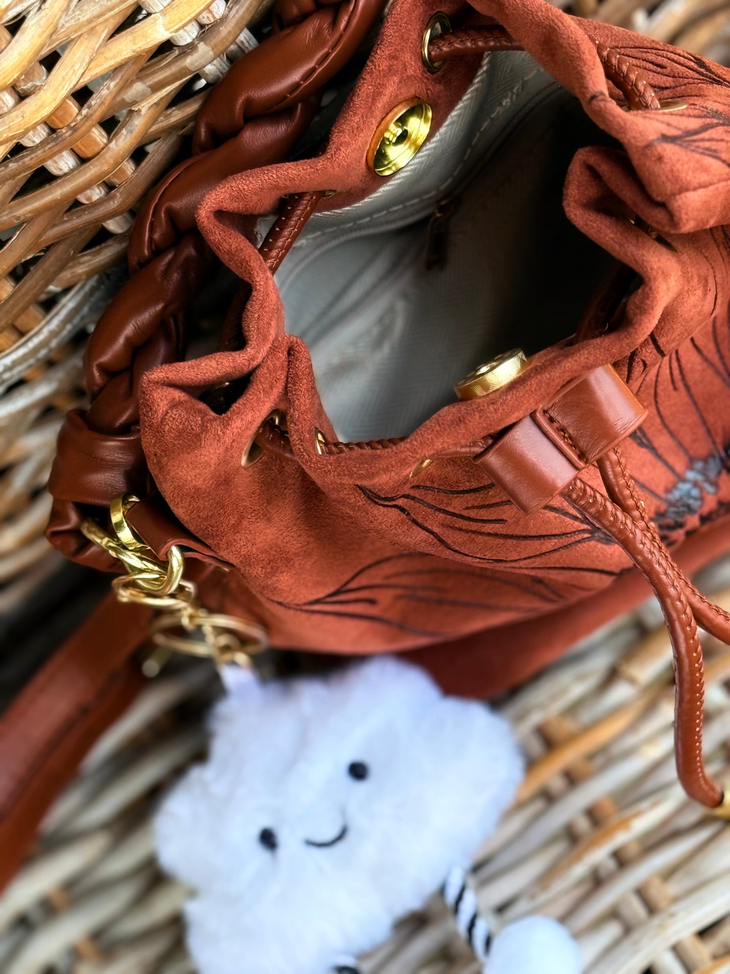 Sunflower Field Suede Bucket Bag