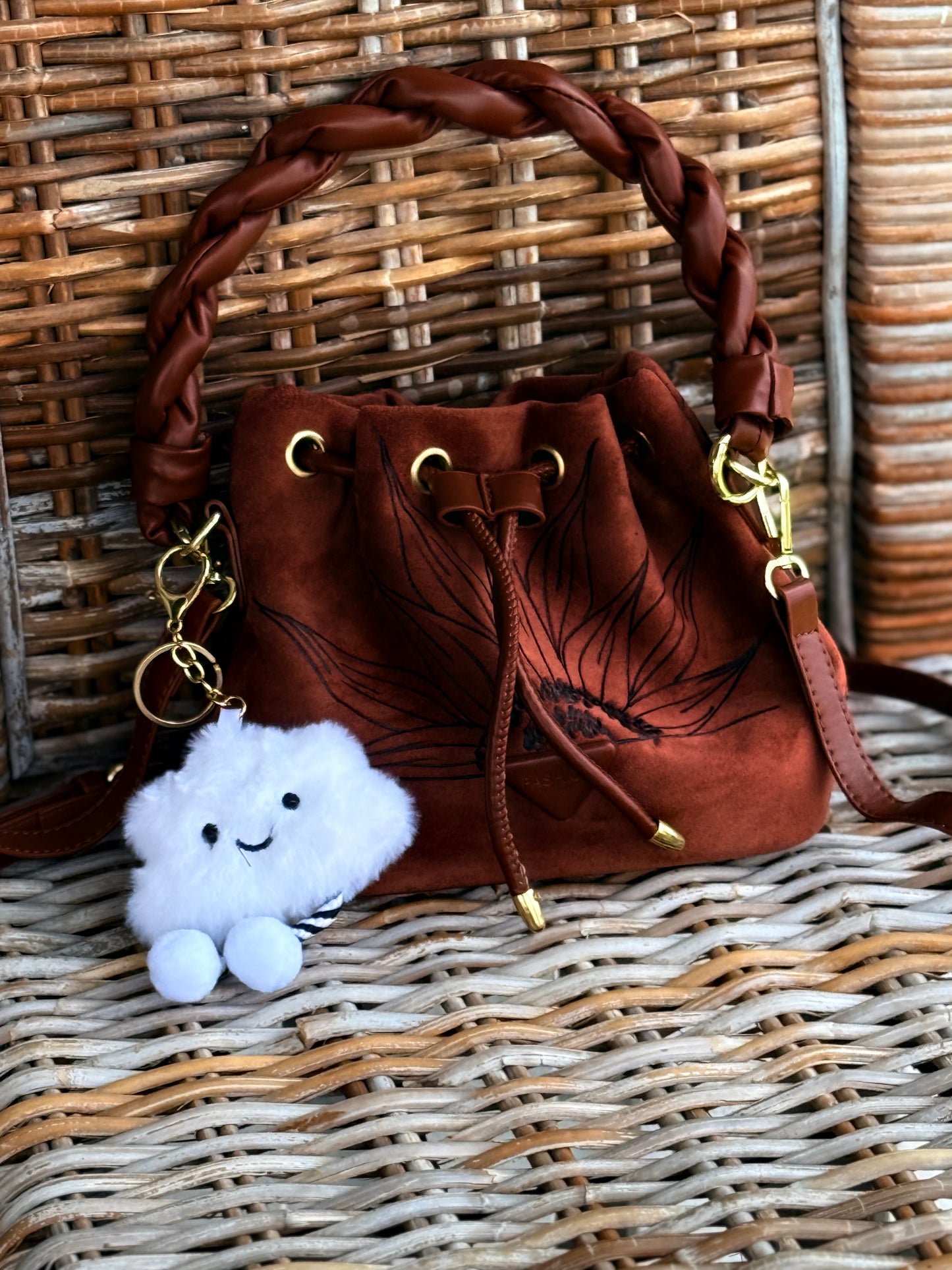 Sunflower Field Suede Bucket Bag