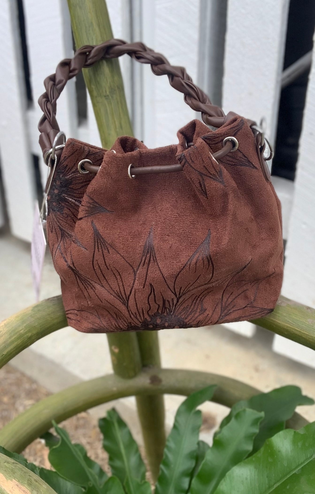 Sunflower Field Suede Bucket Bag