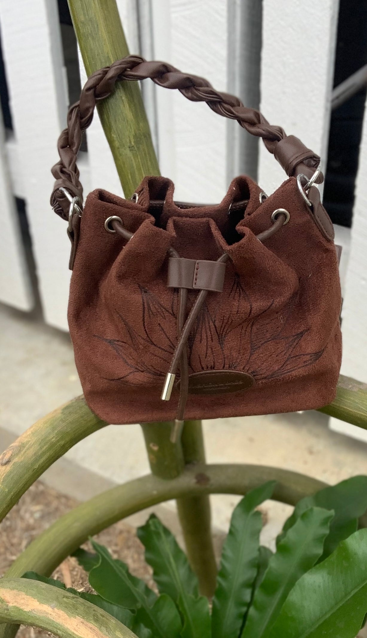 Sunflower Field Suede Bucket Bag