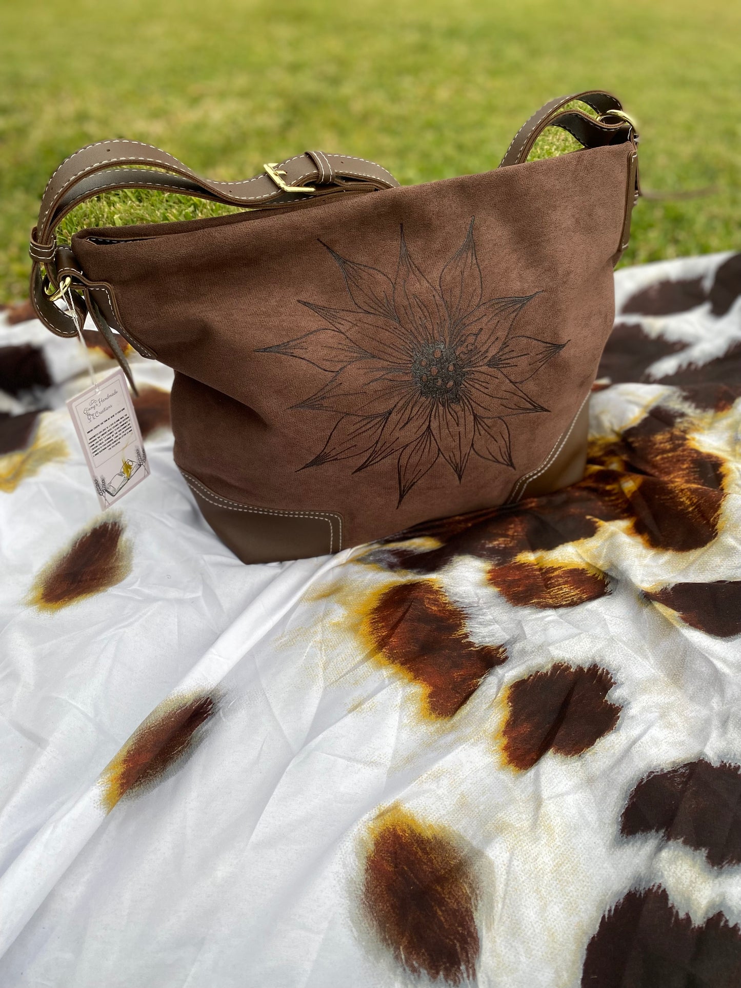 Sunflower Glow Suede Shoulder Bag