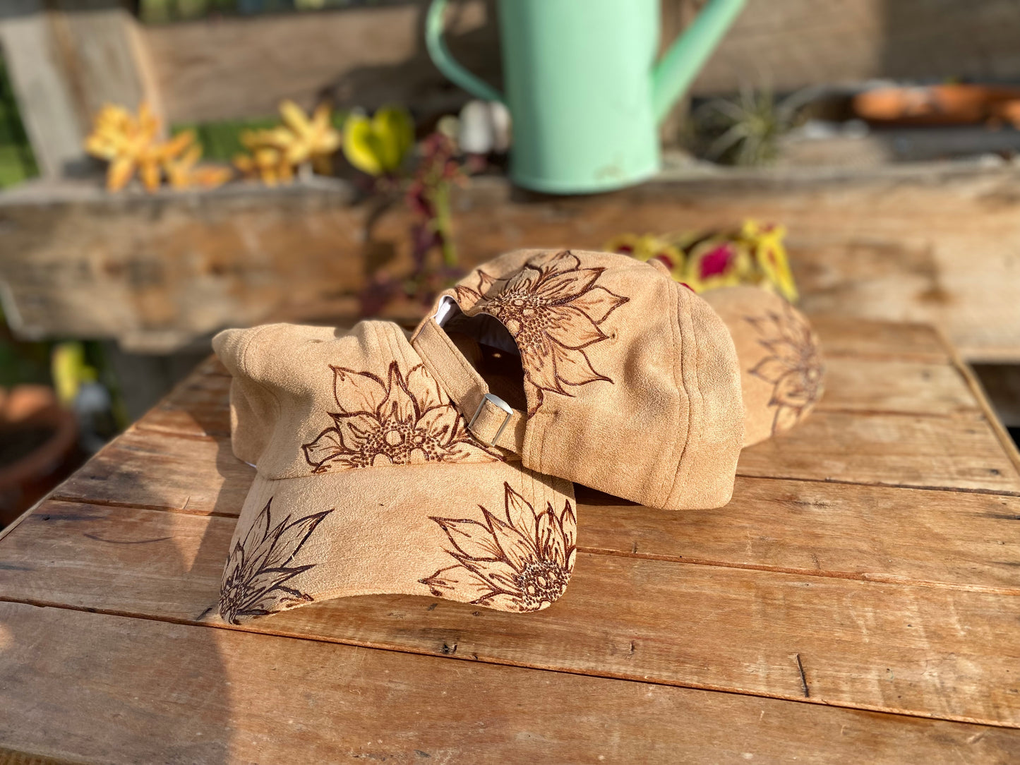 Outback Suede Caps Sunflowers