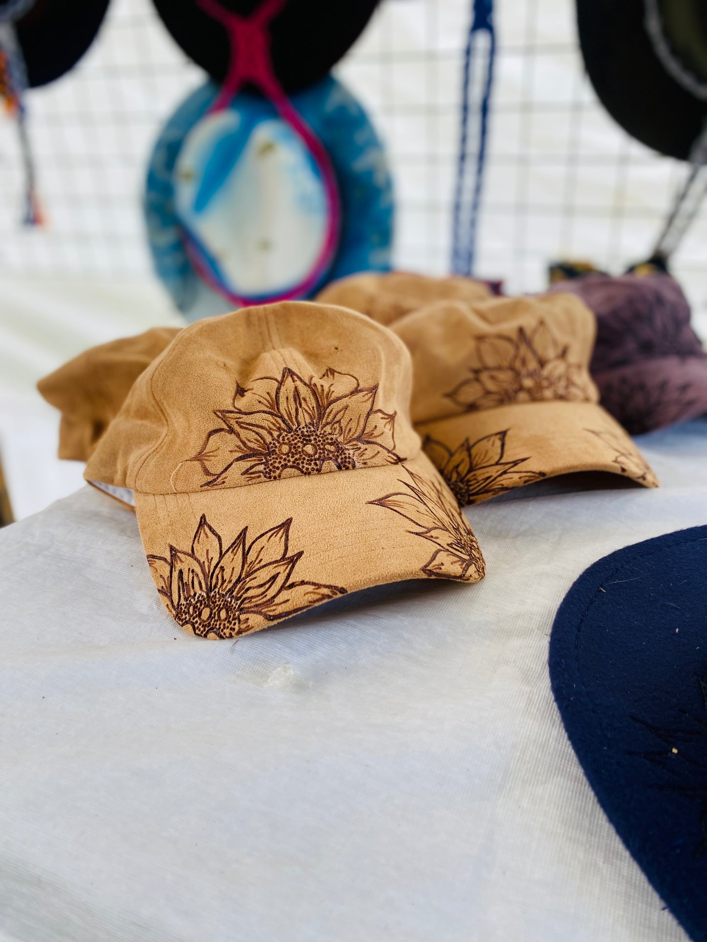 Outback Suede Caps Sunflowers