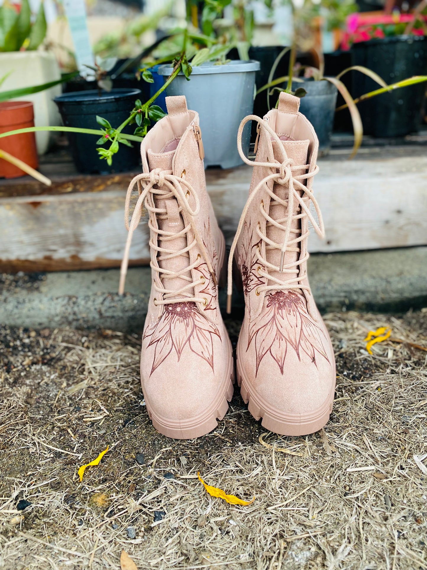 Dusty Rose Combat Boots