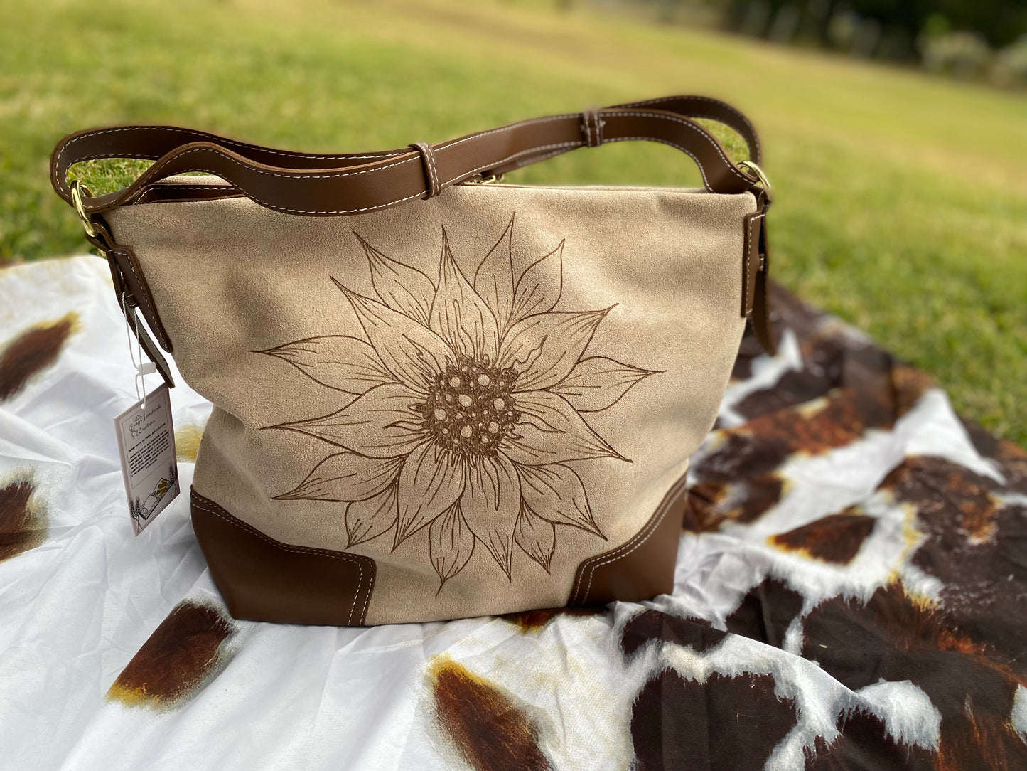 Sunflower Glow Suede Shoulder Bag