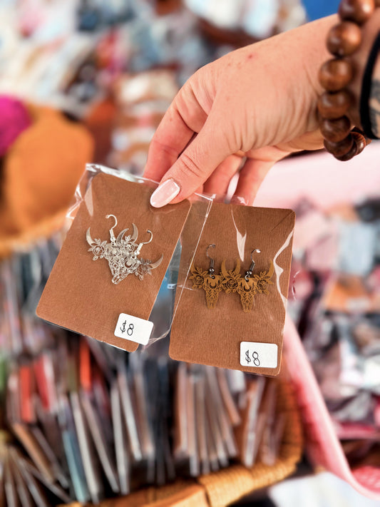 Rustic Rose Longhorn Dangles