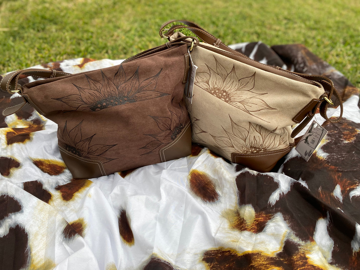 Sunflower Glow Suede Shoulder Bag
