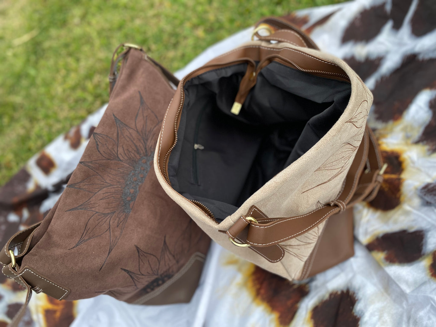 Sunflower Glow Suede Shoulder Bag