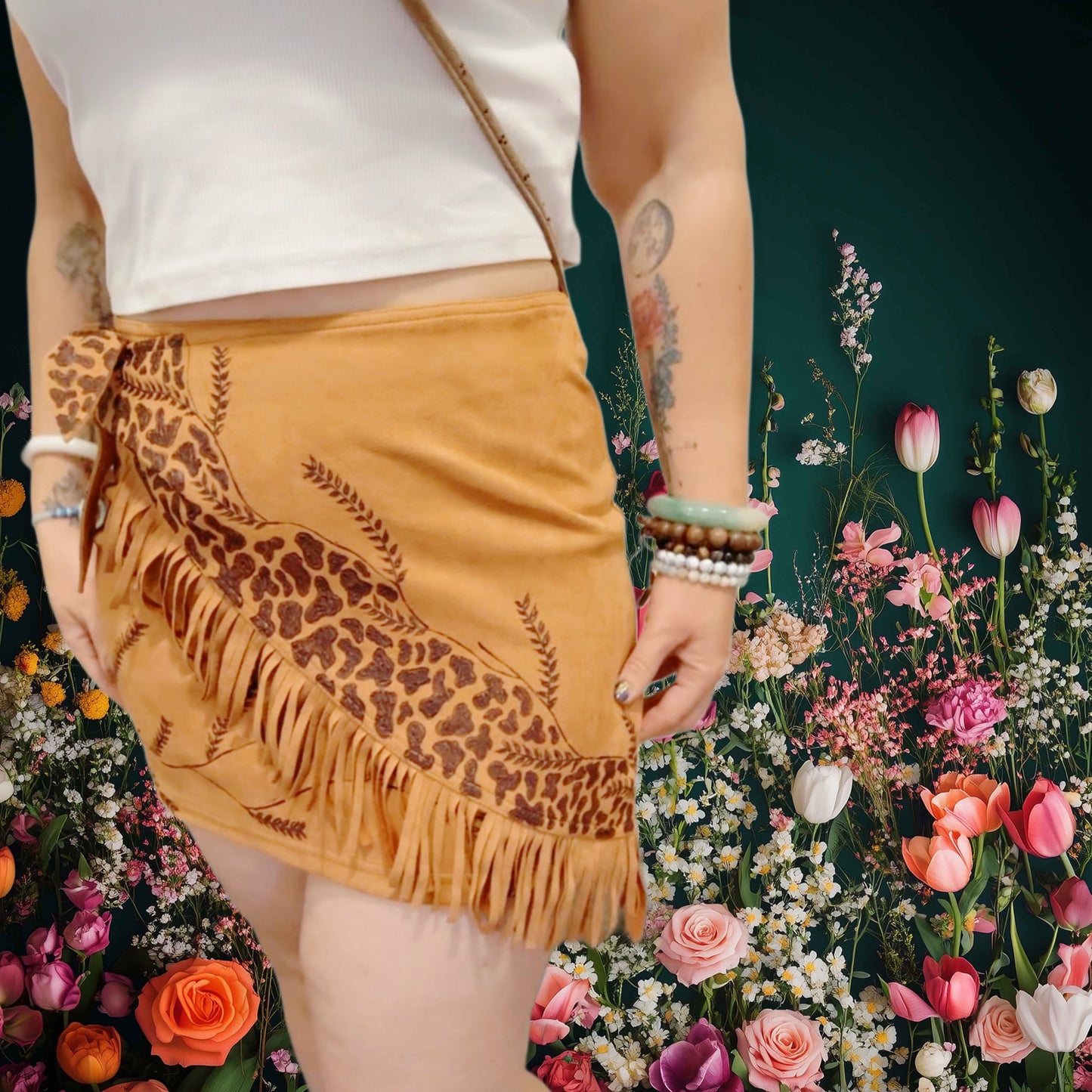 Sundown Trails - Burnt Fringe Tie Skirt