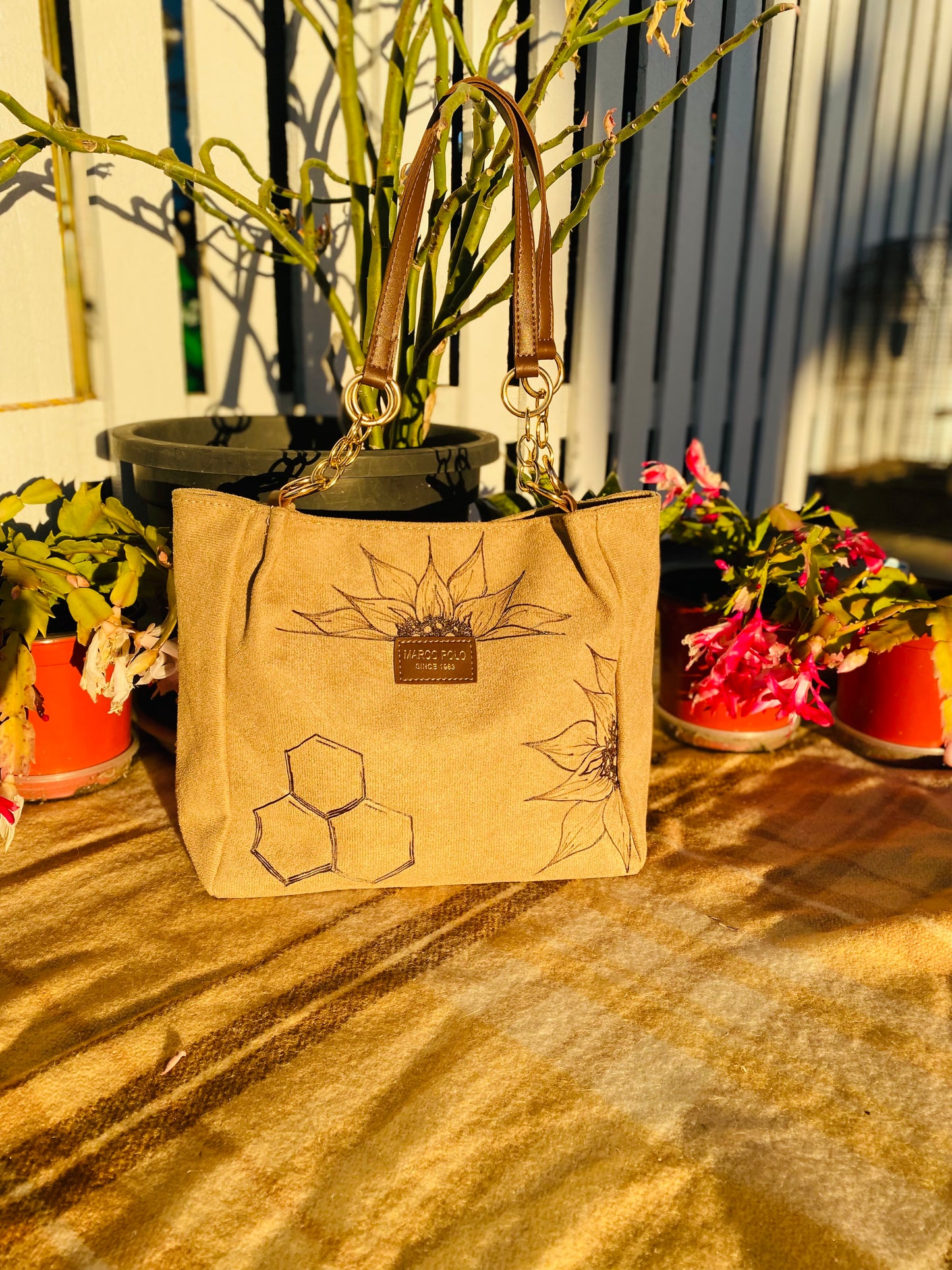 Honey Bee Suede Handbag