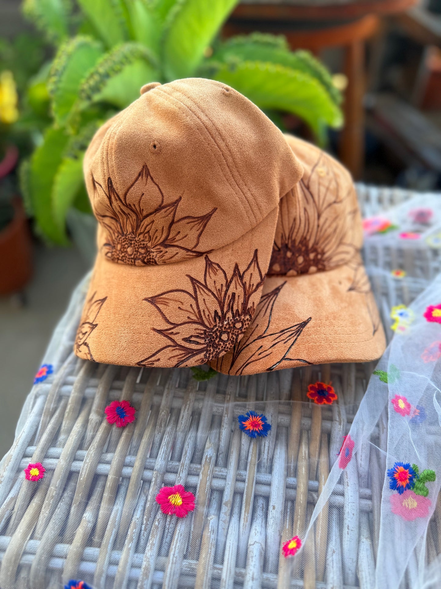 Outback Suede Caps Sunflowers