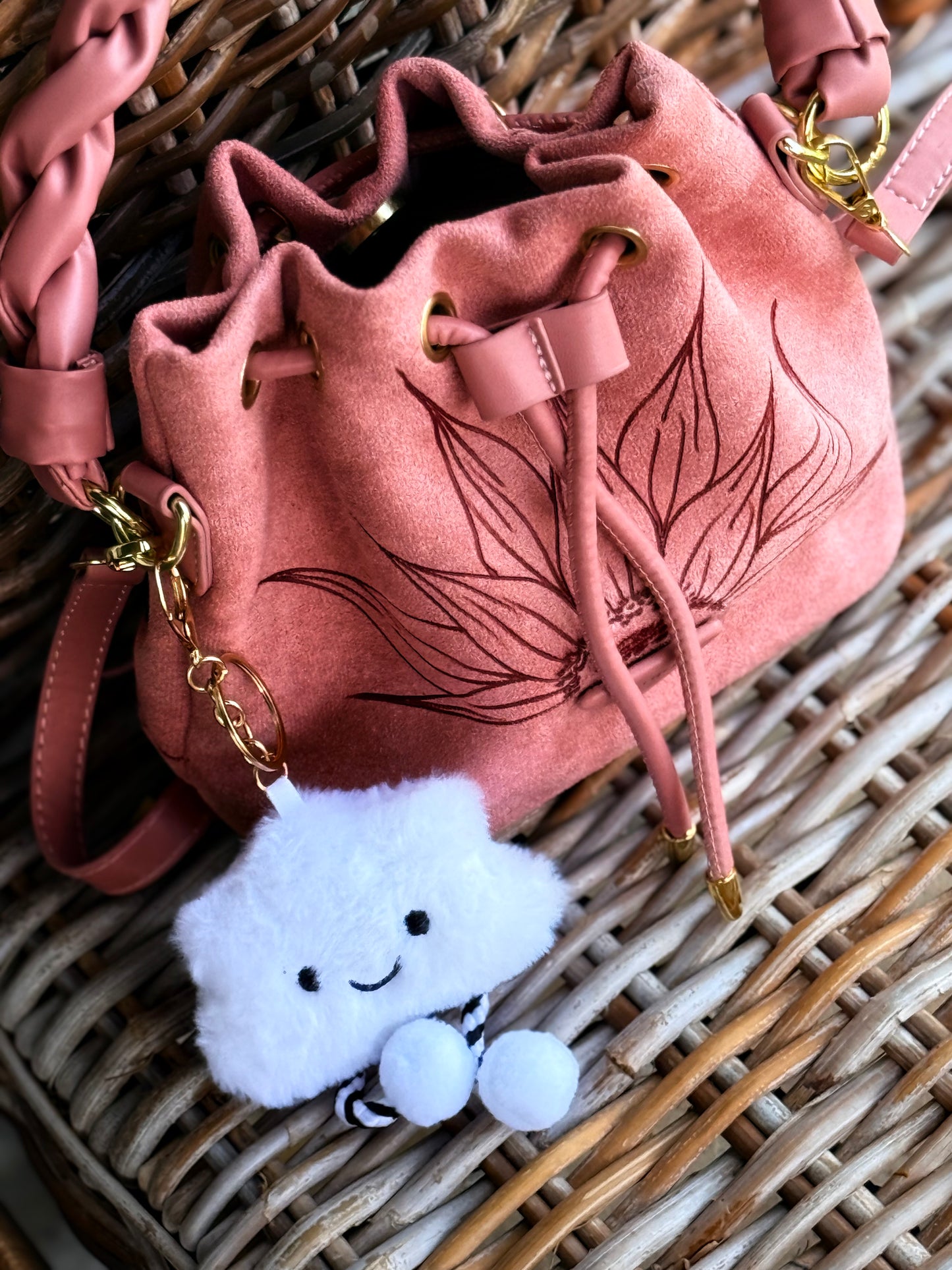 Sunflower Field Suede Bucket Bag
