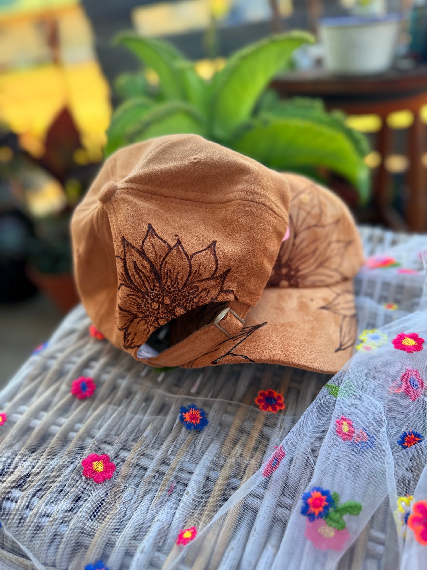 Outback Suede Caps Sunflowers