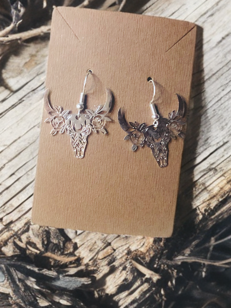 Rustic Rose Longhorn Dangles
