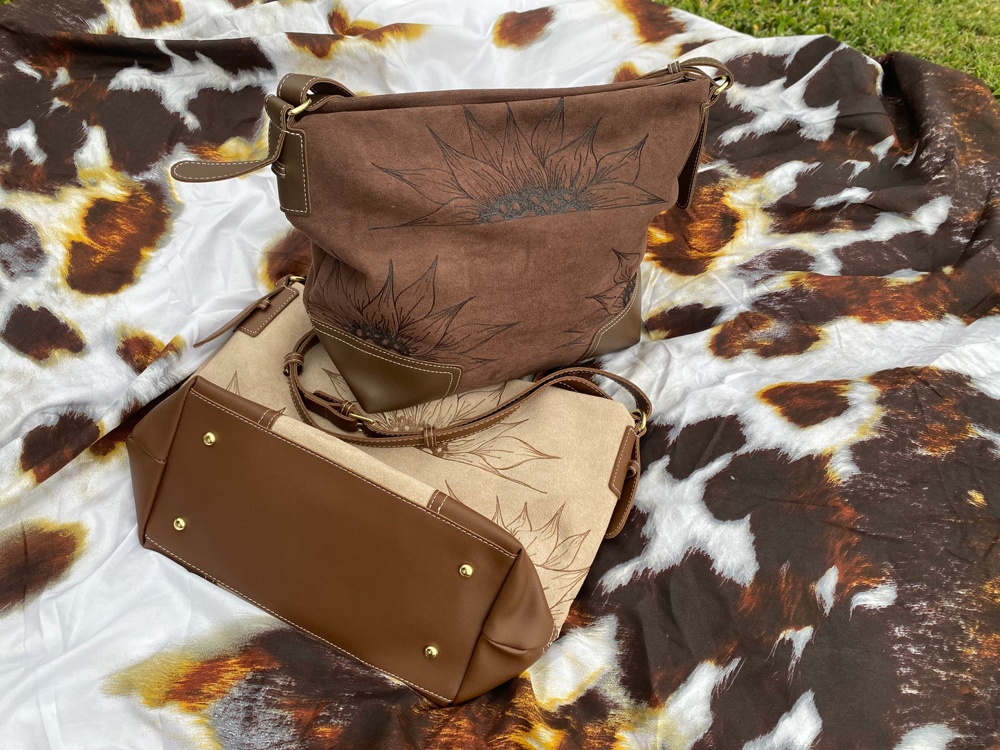 Sunflower Glow Suede Shoulder Bag