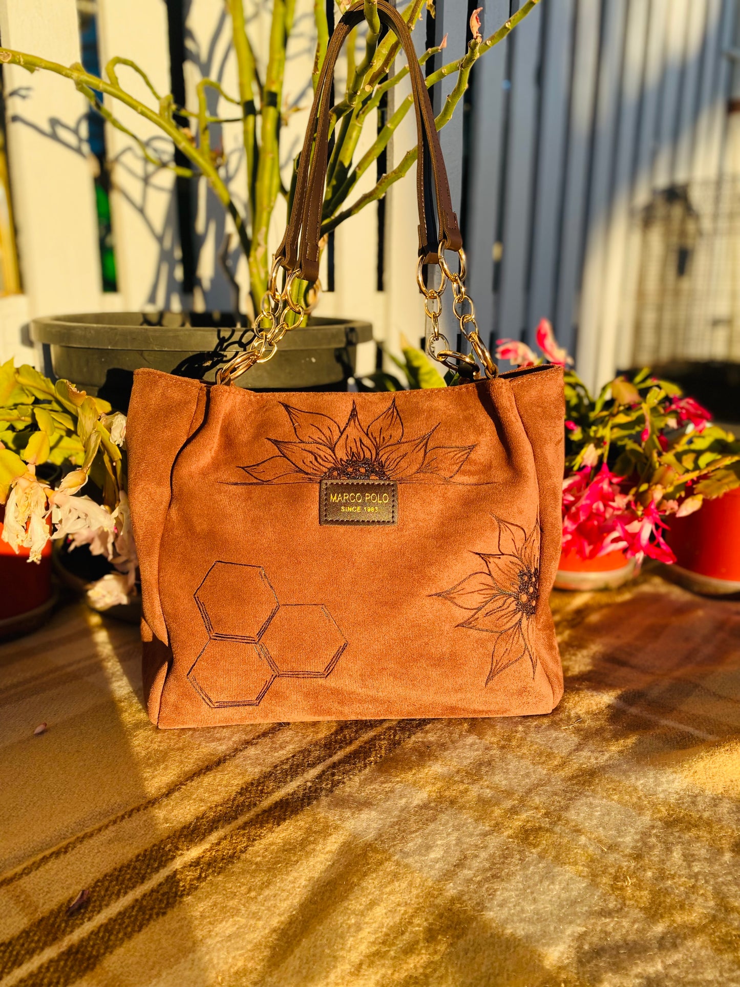 Honey Bee Suede Handbag