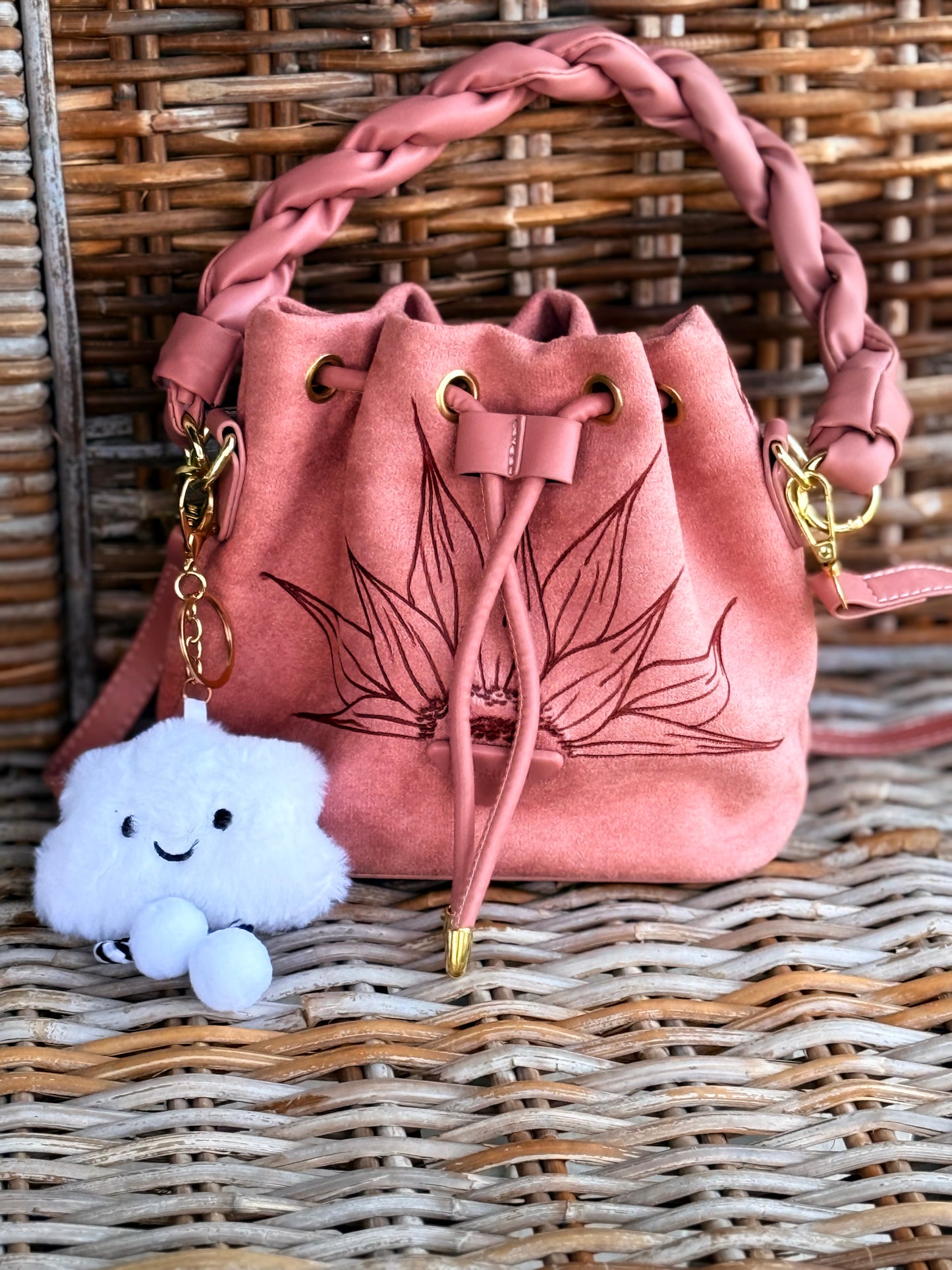 Sunflower Field Suede Bucket Bag