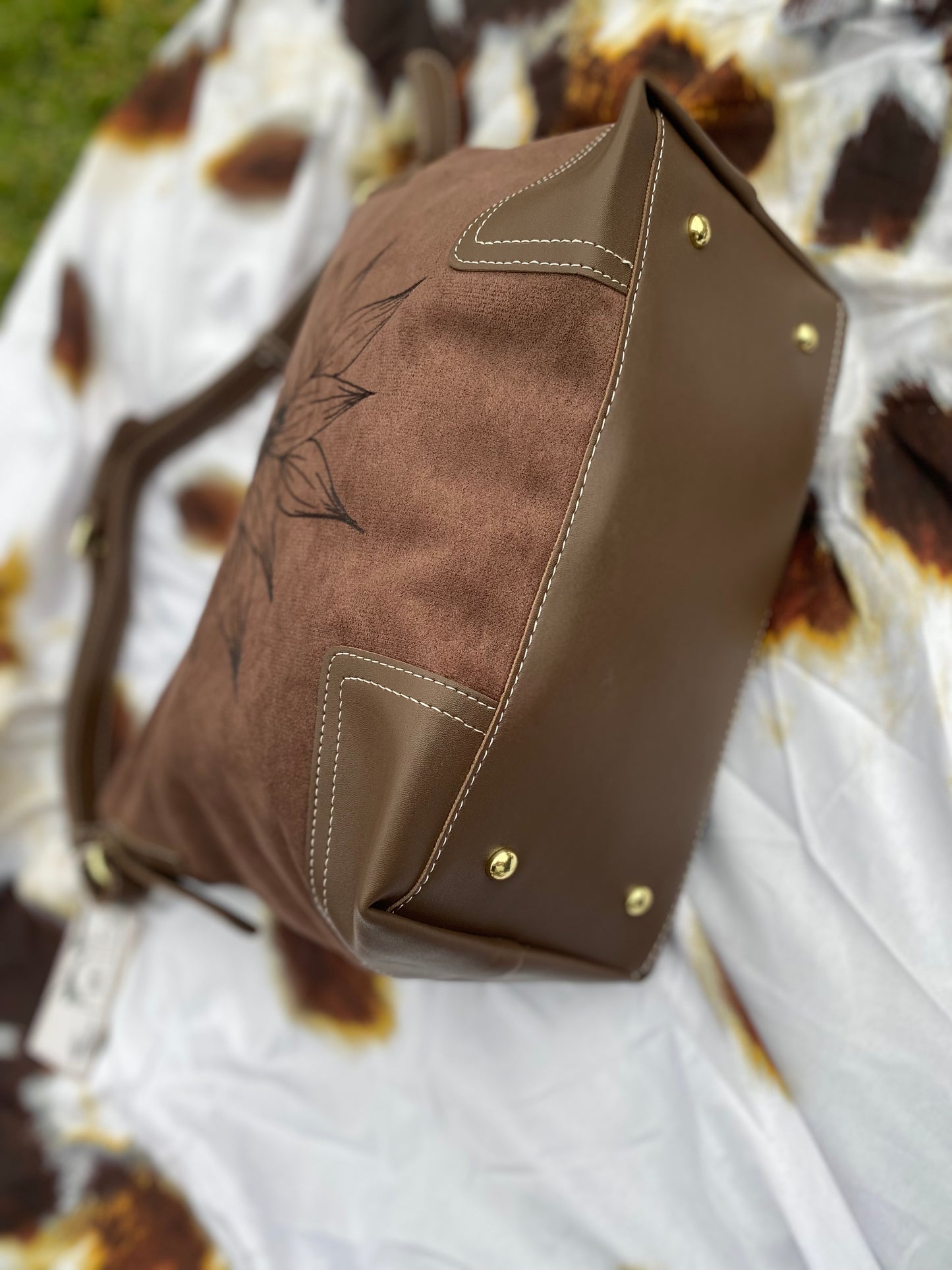 Sunflower Glow Suede Shoulder Bag