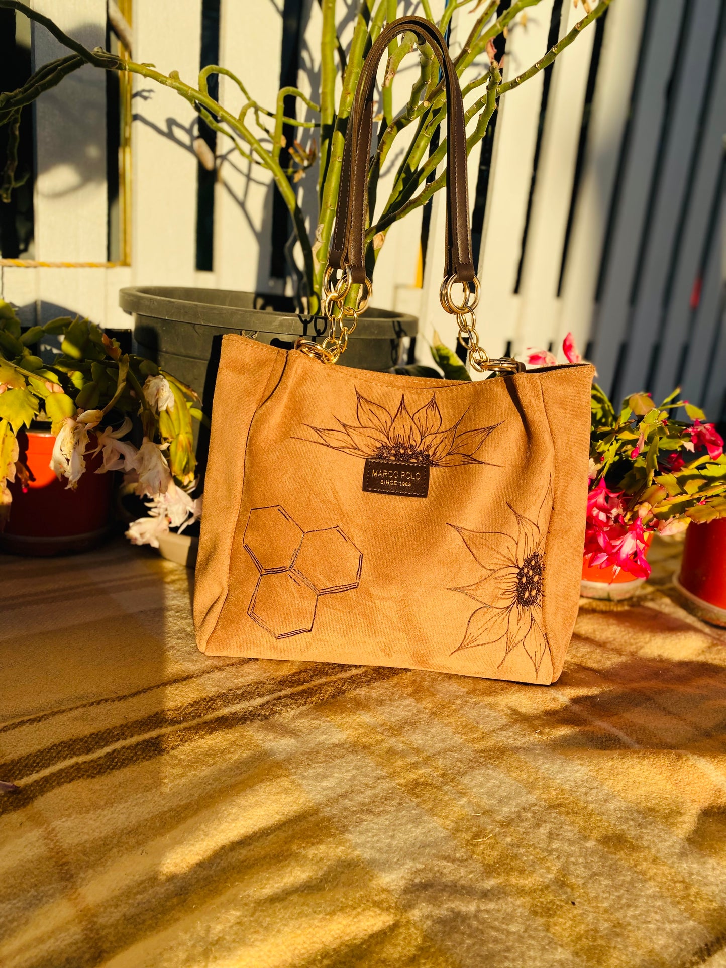 Honey Bee Suede Handbag