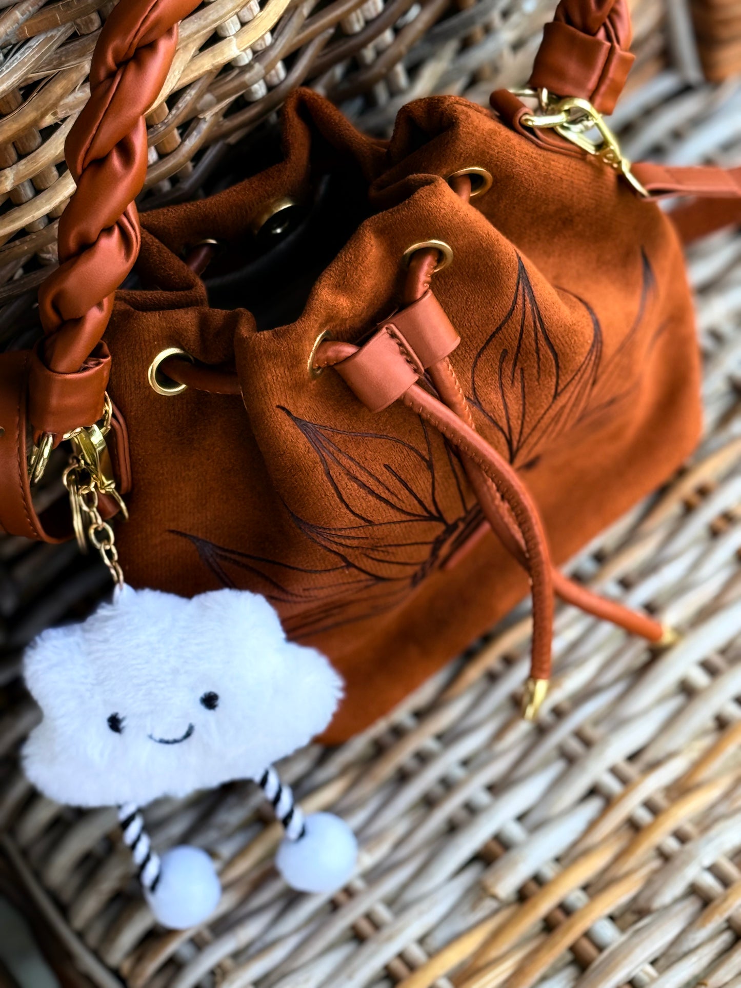 Sunflower Field Suede Bucket Bag