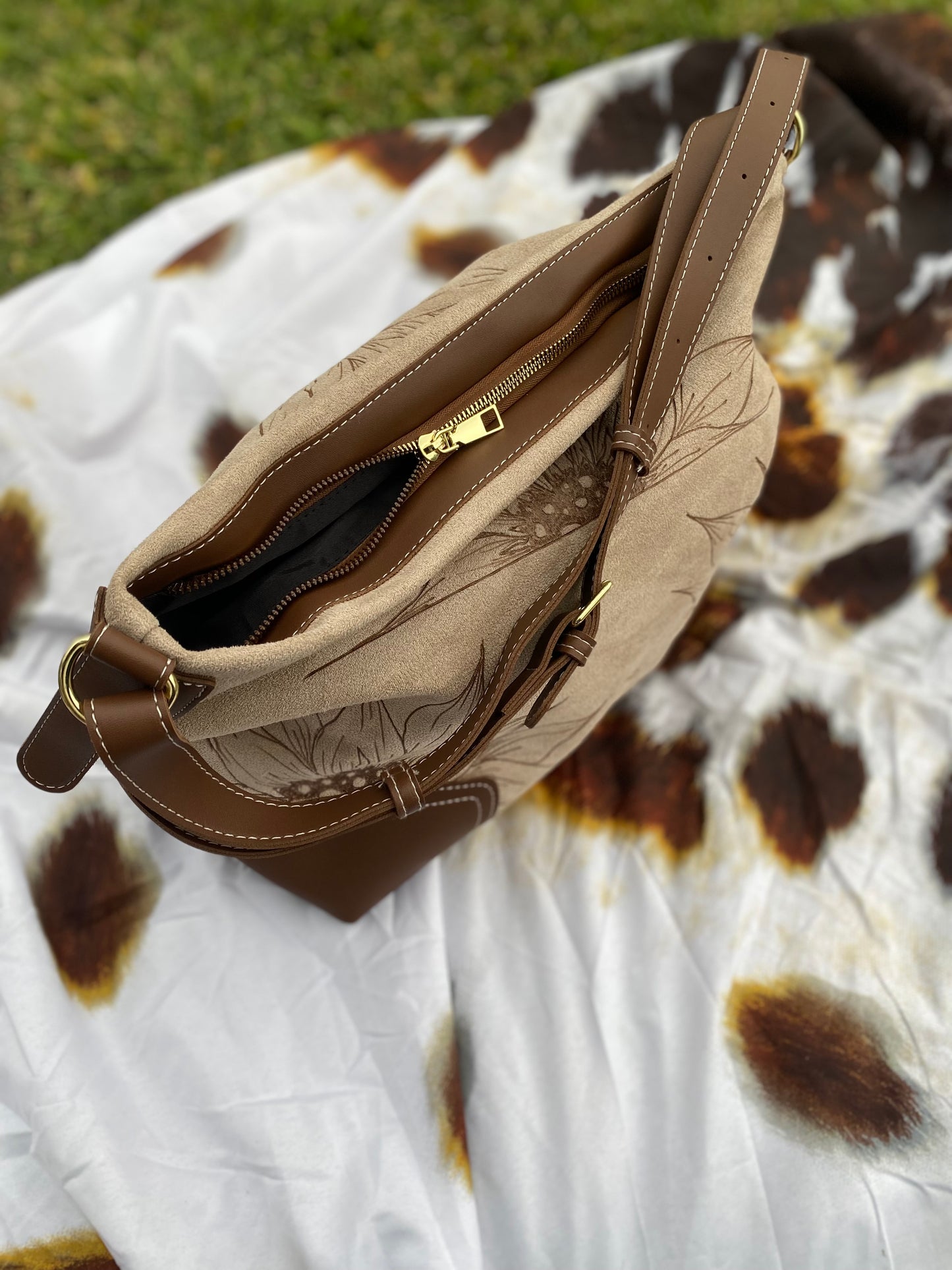 Sunflower Glow Suede Shoulder Bag
