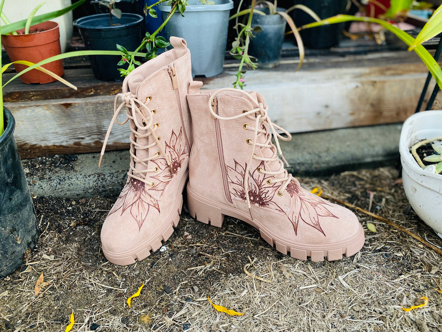Dusty Rose Combat Boots
