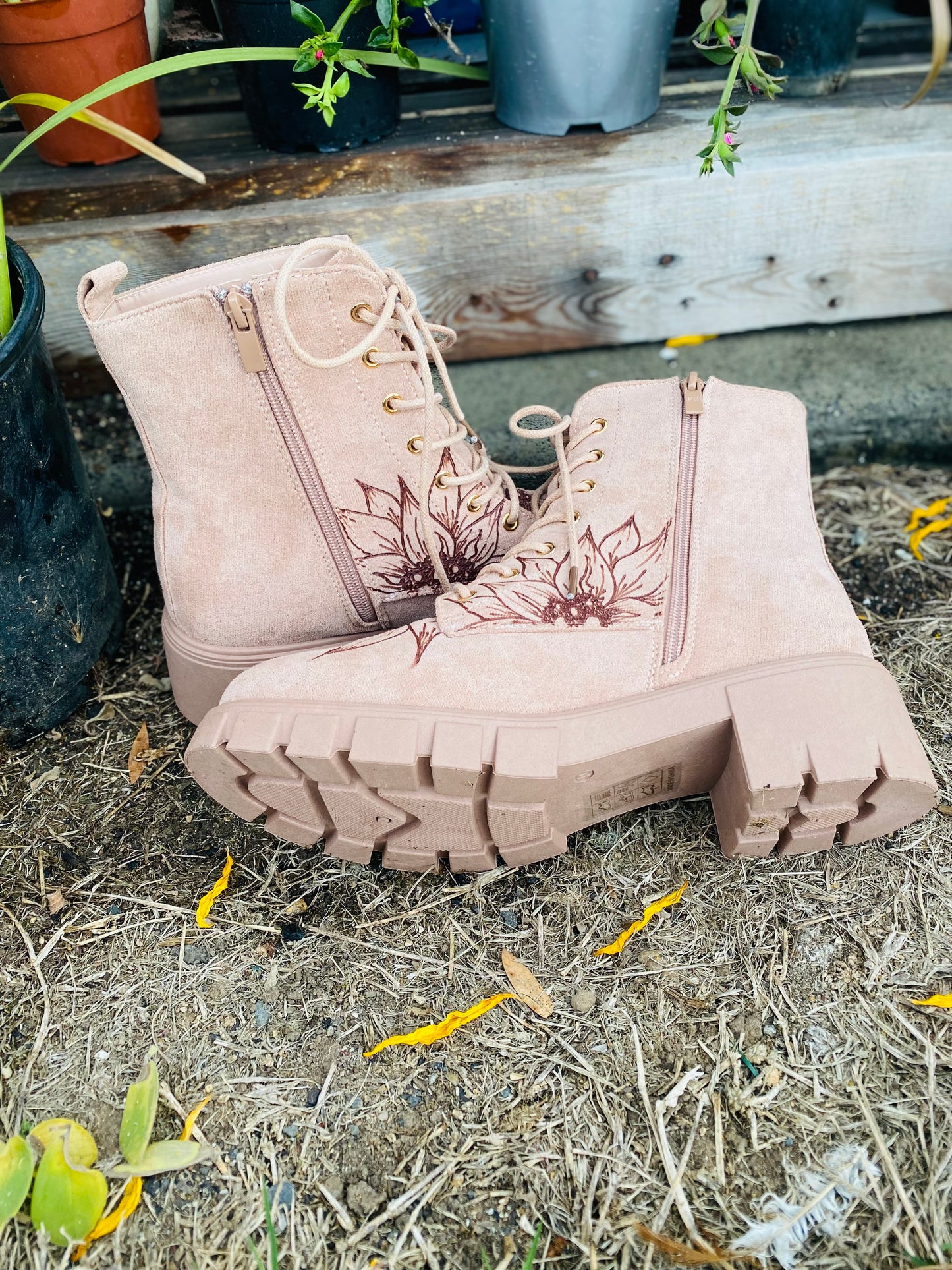 Dusty Rose Combat Boots